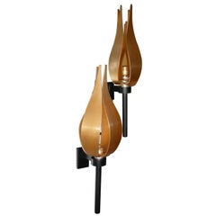 Two 1970s Torch-Like Sconces