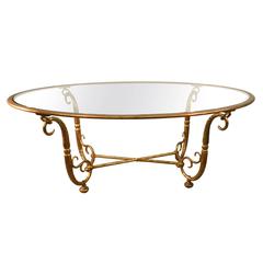 Italian Work, Large Golden Iron and Glass Dining Room Table 
