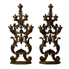 Pair of Giltwood Candle Stands, Italian, circa 1850