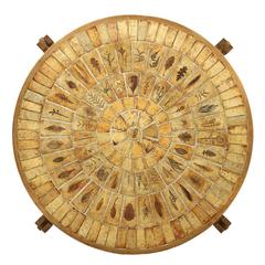 Beautiful Roger Capron Low Coffee Table Oak, 1950s, Tiles Vallauris France 3