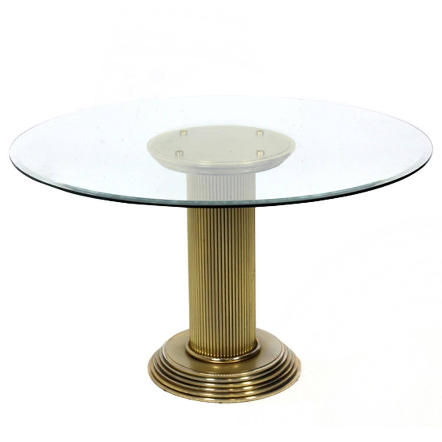 Rare Pedestal 1970s Dining Table, Romeo Rega attributed, Italy