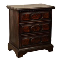 Solid Walnut Small Chest of Drawers, Italy, circa 1630