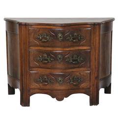 Walnut and Oak Serpentine Commode, French, Early 18th Century