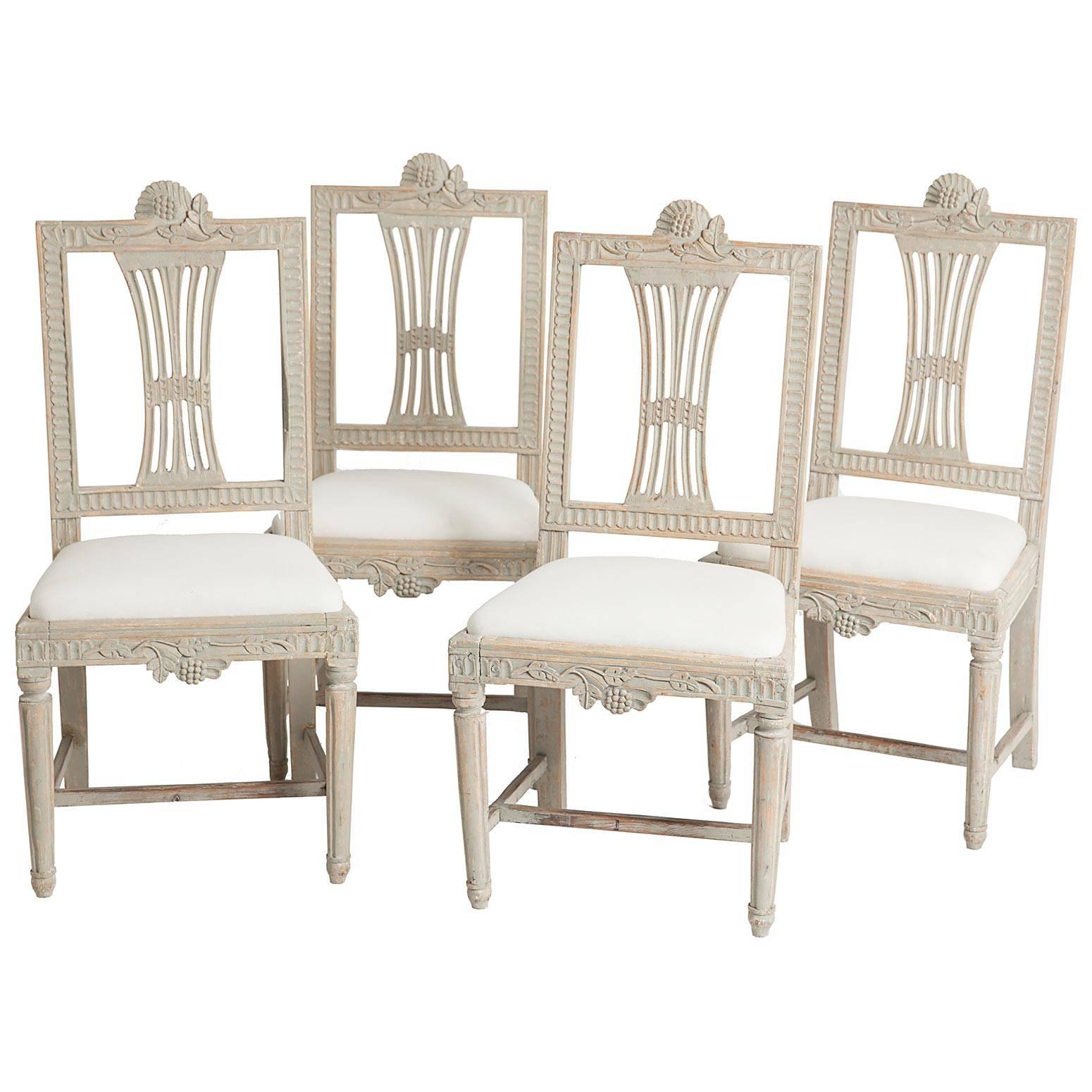 Set of Four Swedish Gustavian Period Dining Chairs, circa 1790
