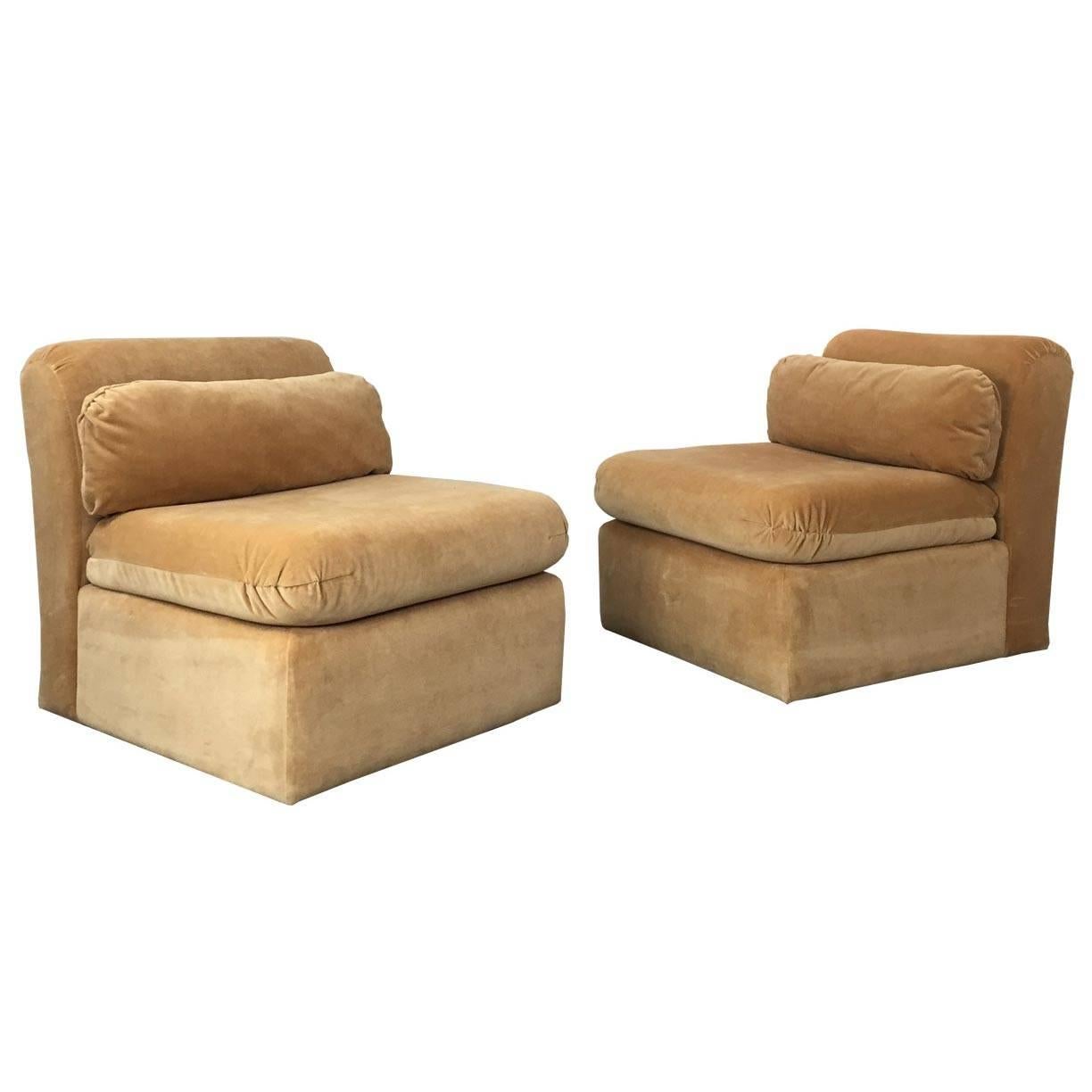 Pair of 1970s Cube Slipper Chairs