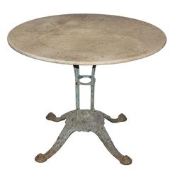 French Marble-Top Bistro Table with Beautiful Cast Iron Base