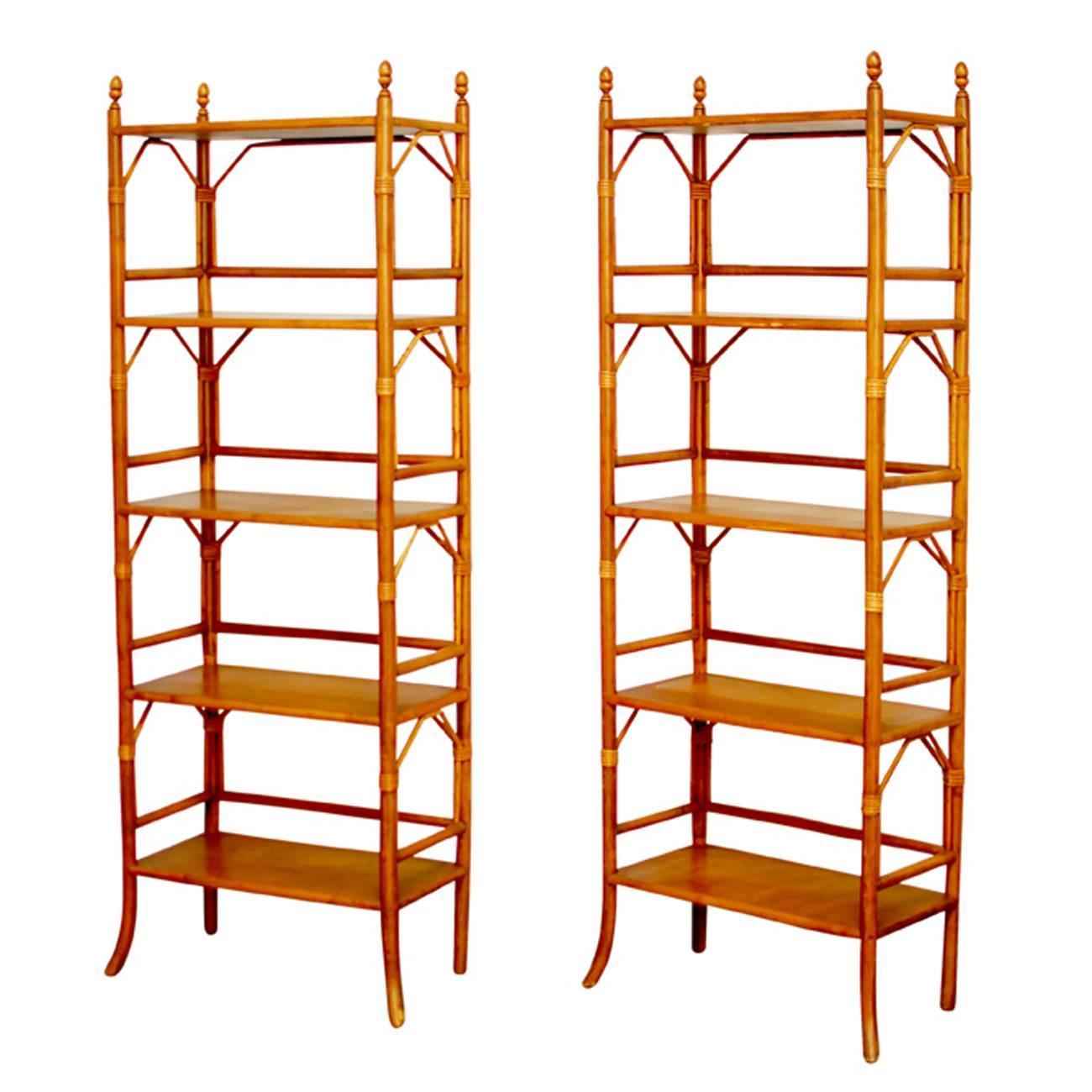 Bamboo Etagere Furniture faux bamboo rattan etageres at 1stdibs Bamboo Etagere Furniture faux bamboo rattan etageres at 1stdibs