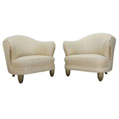 Pair White French Art Deco Chairs Pair White French Art Deco Chairs