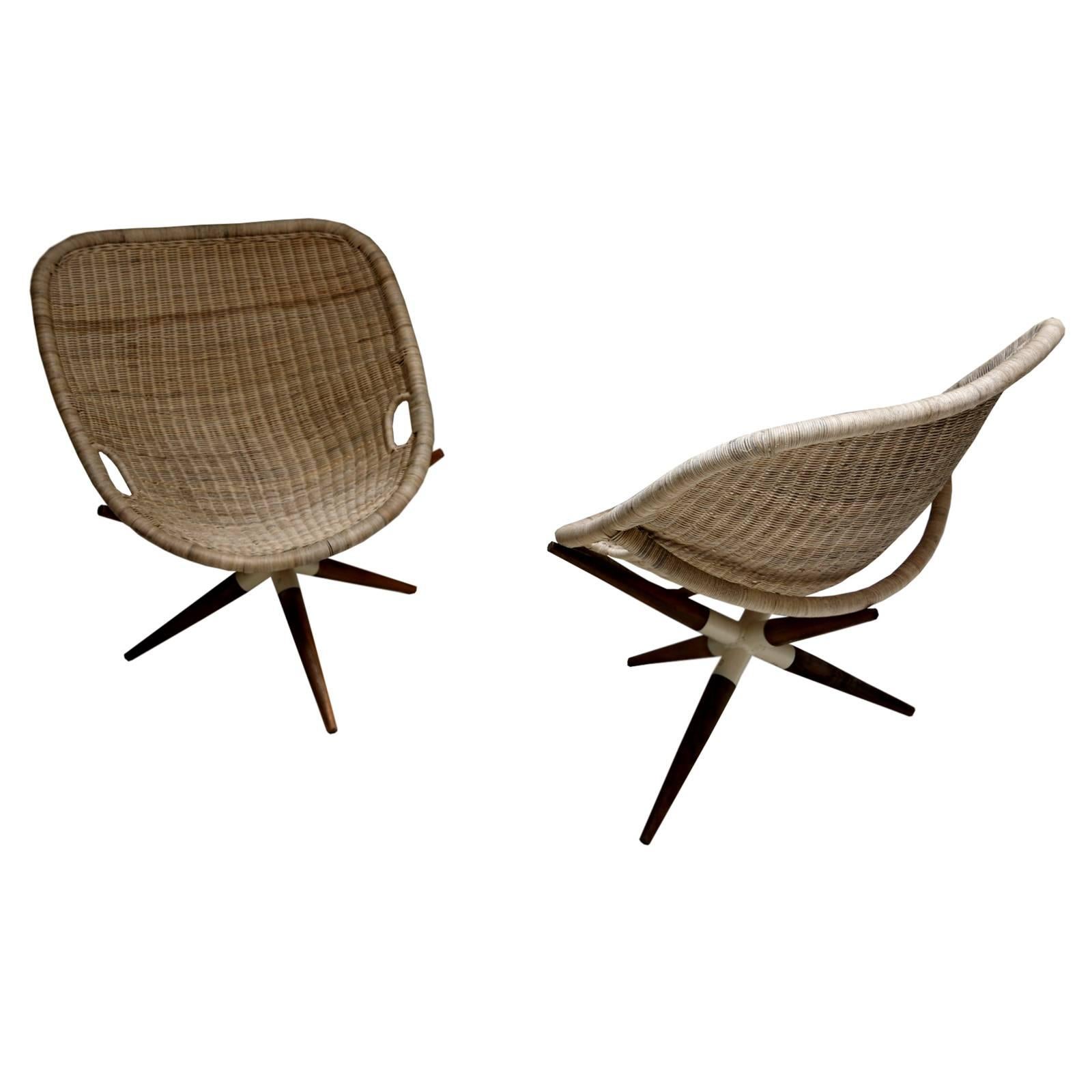 A pair of Joseph-André Motte "Tripod" aka "Christera" chairs France Modernism 
