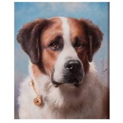 Portrait of a Saint Bernard by Carl Reichert, Austria, circa 1910