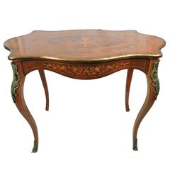 Antique French Early 20th Century Bronze Mounted and Inlaid Parlour Table