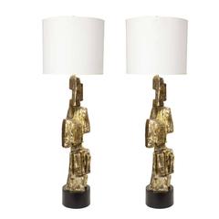 Pair of Brutal Style Bronze Lamps for Laurel 7