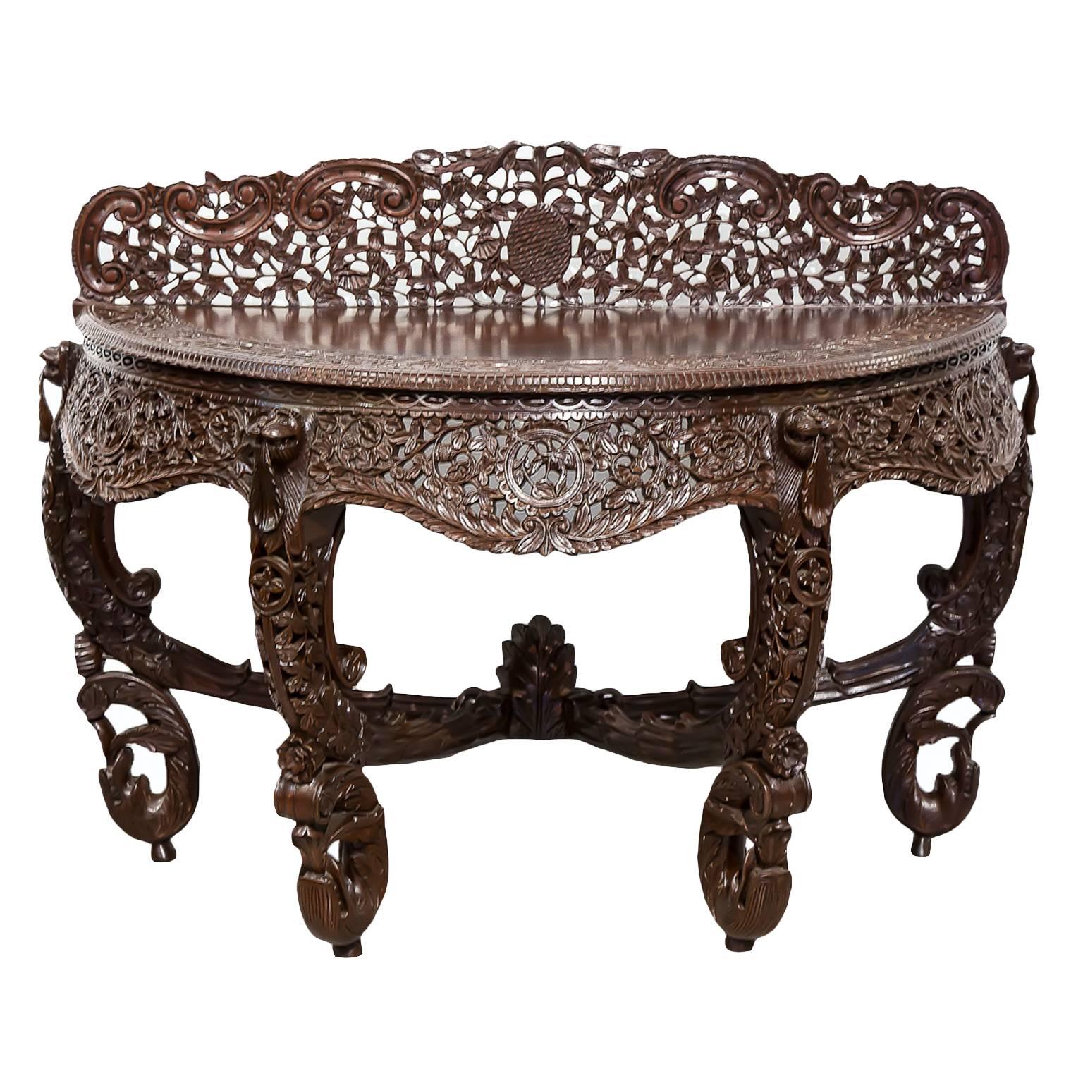 Anglo-Indian or British Colonial Rosewood Console Table