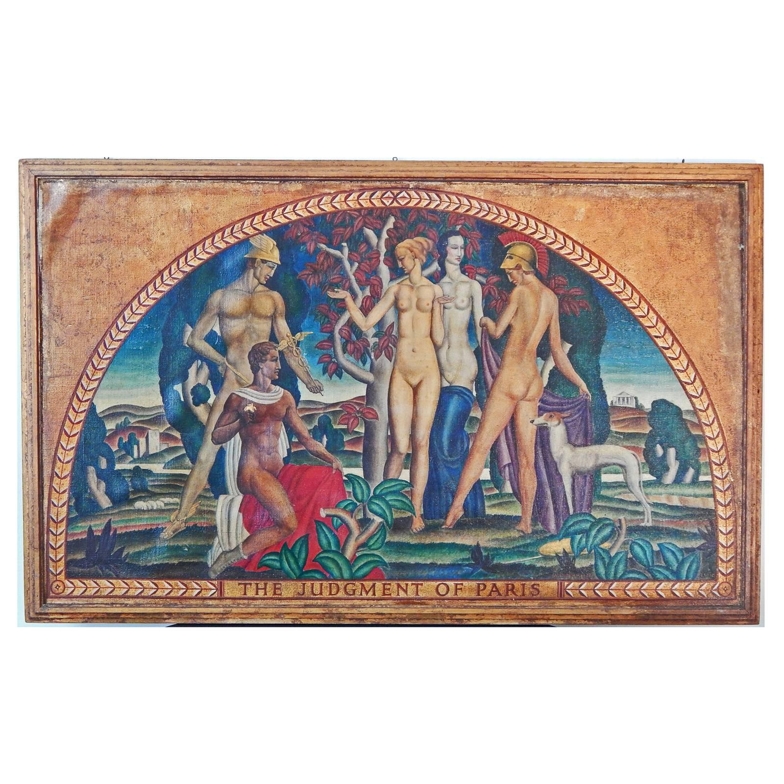 "the Judgment of Paris, " Fabulous Art Deco Mural with Nudes by Machin For Sale