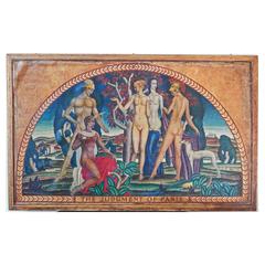 "the Judgment of Paris, " Fabulous Art Deco Mural with Nudes by Machin