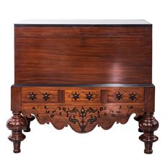 Indo-Dutch or Dutch Colonial Mahogany & Ebony chest on stand