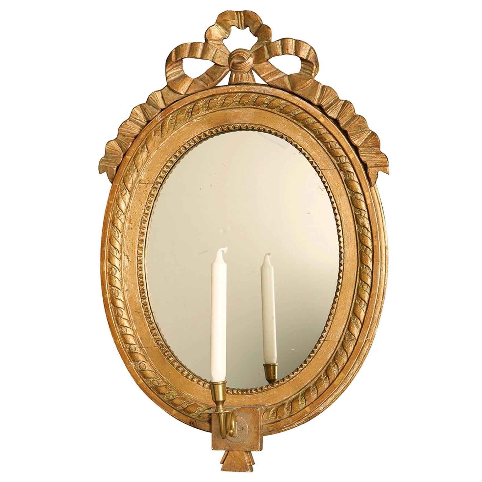 Swedish Oval Giltwood Mirror, circa 1800