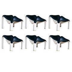 set of 6 Pierre Paulin Artifort F300 lounge chairs, exterior or interior use