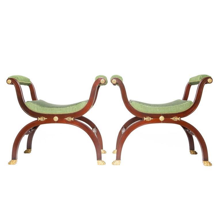 Pair of Empire Style Mahogany and Gilt Bronze-Mounted Tabourets For ...