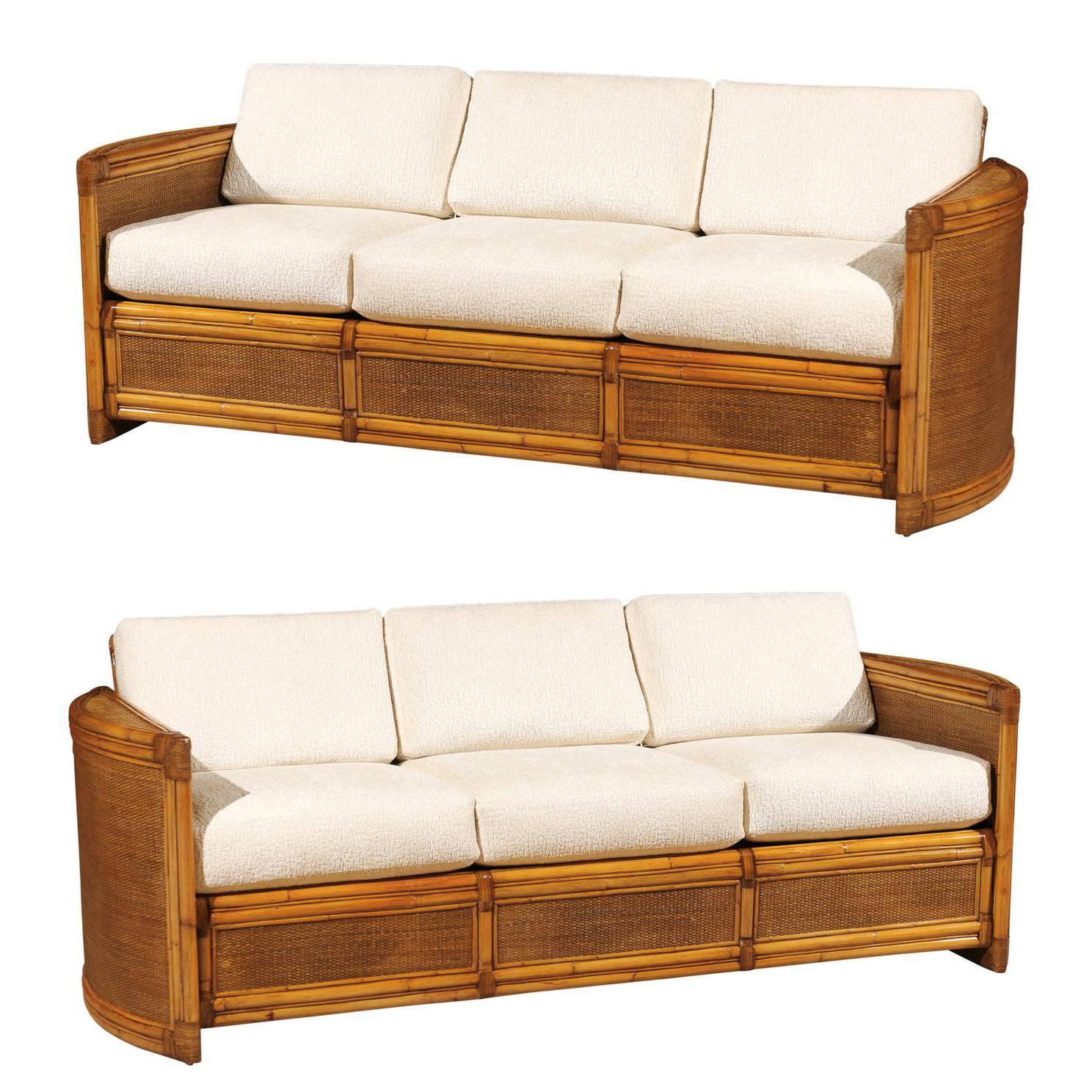 Exceptional Restored Vintage Rattan Sofa