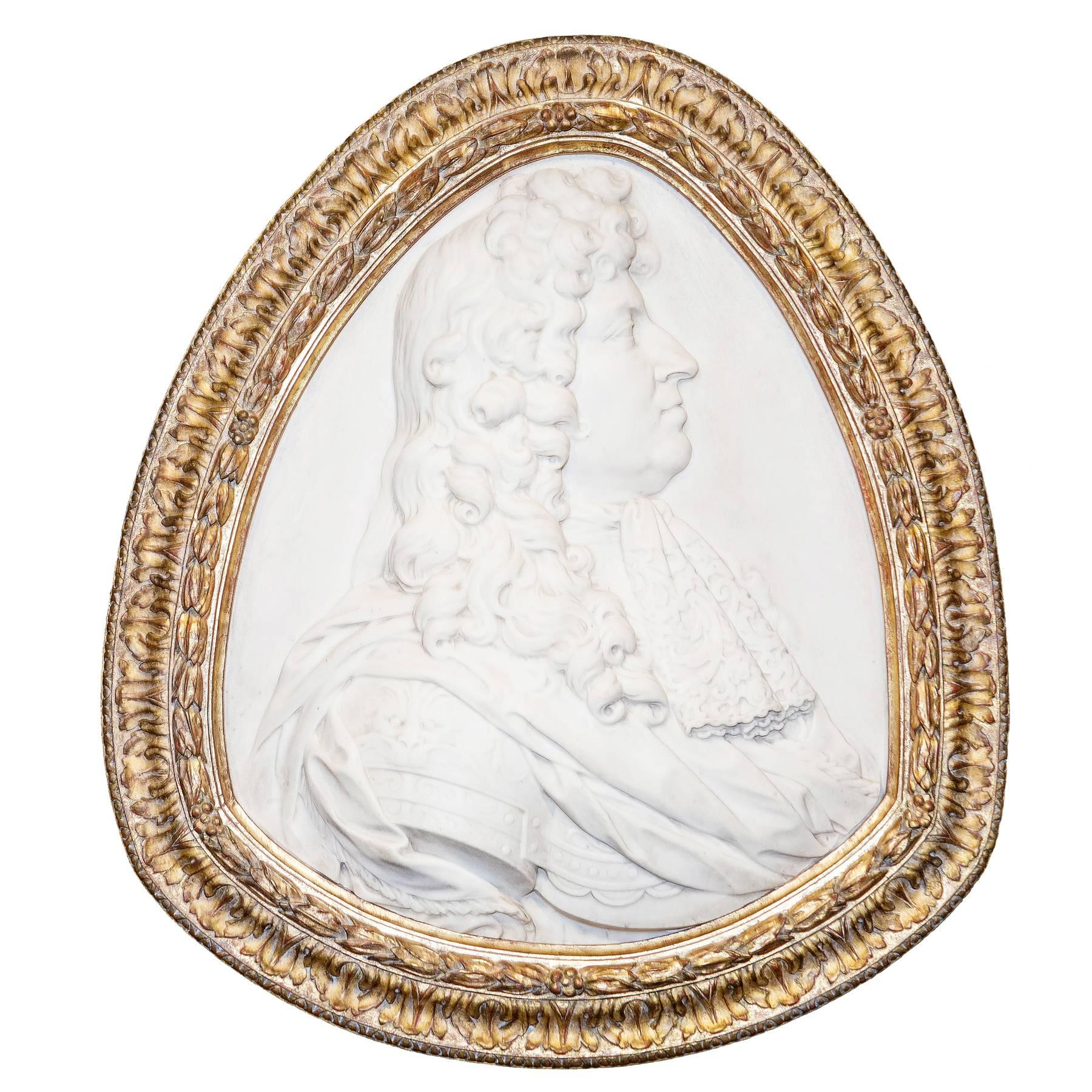 Fine Marble Relief Portrait of Louis XIV For Sale