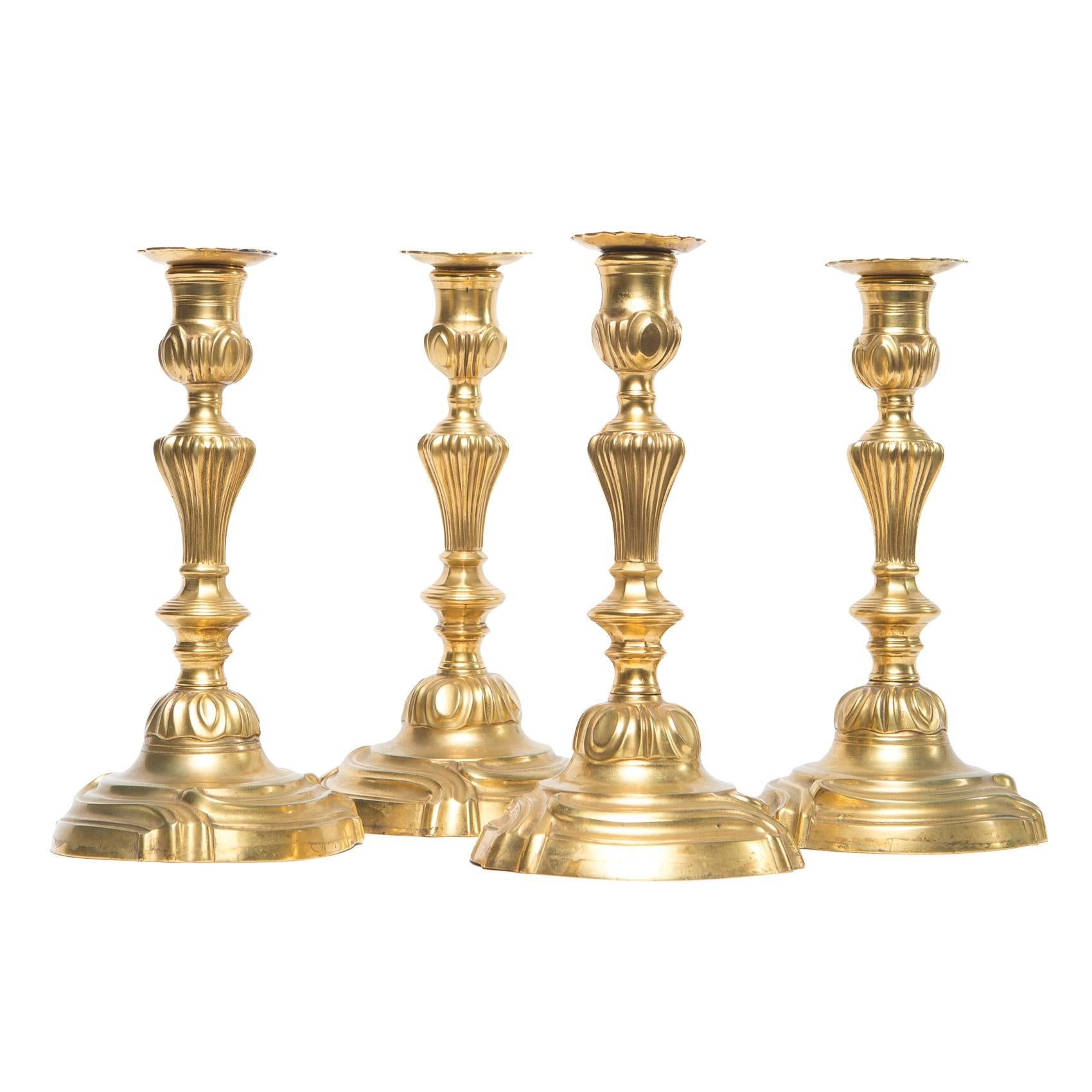 Set of Four Louis XV Style Ormolu Candlesticks For Sale