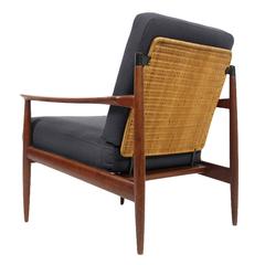 Teak Easy Chair by Carl Straub for Goldfeder, Germany, 1950s, Wicker Rattan