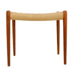 Beautiful Niels Moller Teak Stool Mod. 80A with Papercord Danish Modern Design