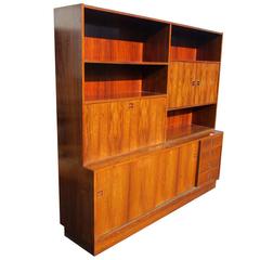 Vintage rosewood Poul Hundevad Wall unit bookcase drop desk for Jensen & Herning 4
