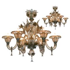 Superb Pair of Murano Black Glass Chandeliers 8