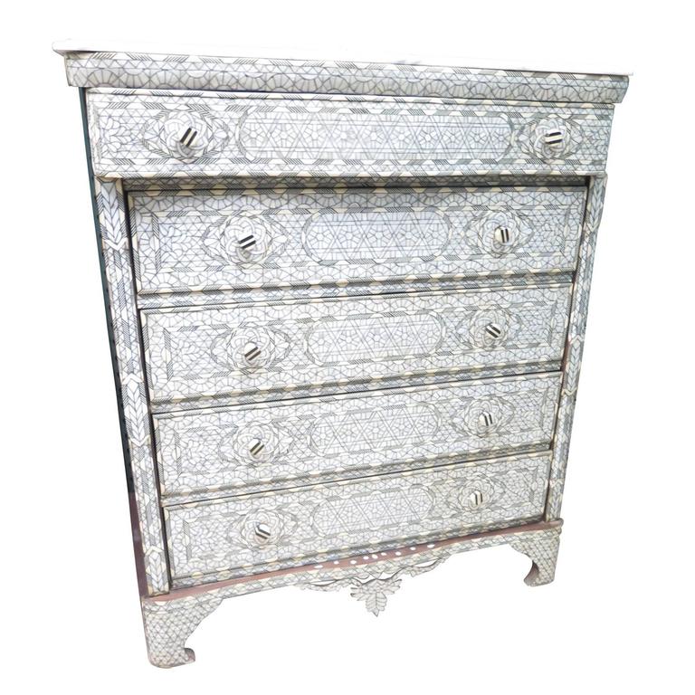 Syrian Mother Of Pearl Inlay Dresser Chest Of Drawers At 1stdibs