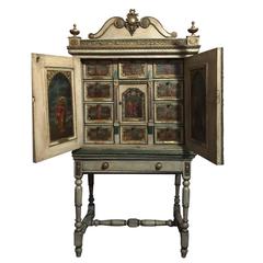 Antique French painted vergnano with religious saints