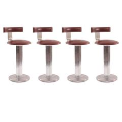 Quattro sgabelli da bar in pelle e cromo di Designs for Leisure