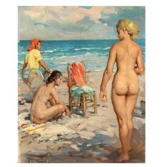 Painting, Spanish Beach Oil Painting 12
