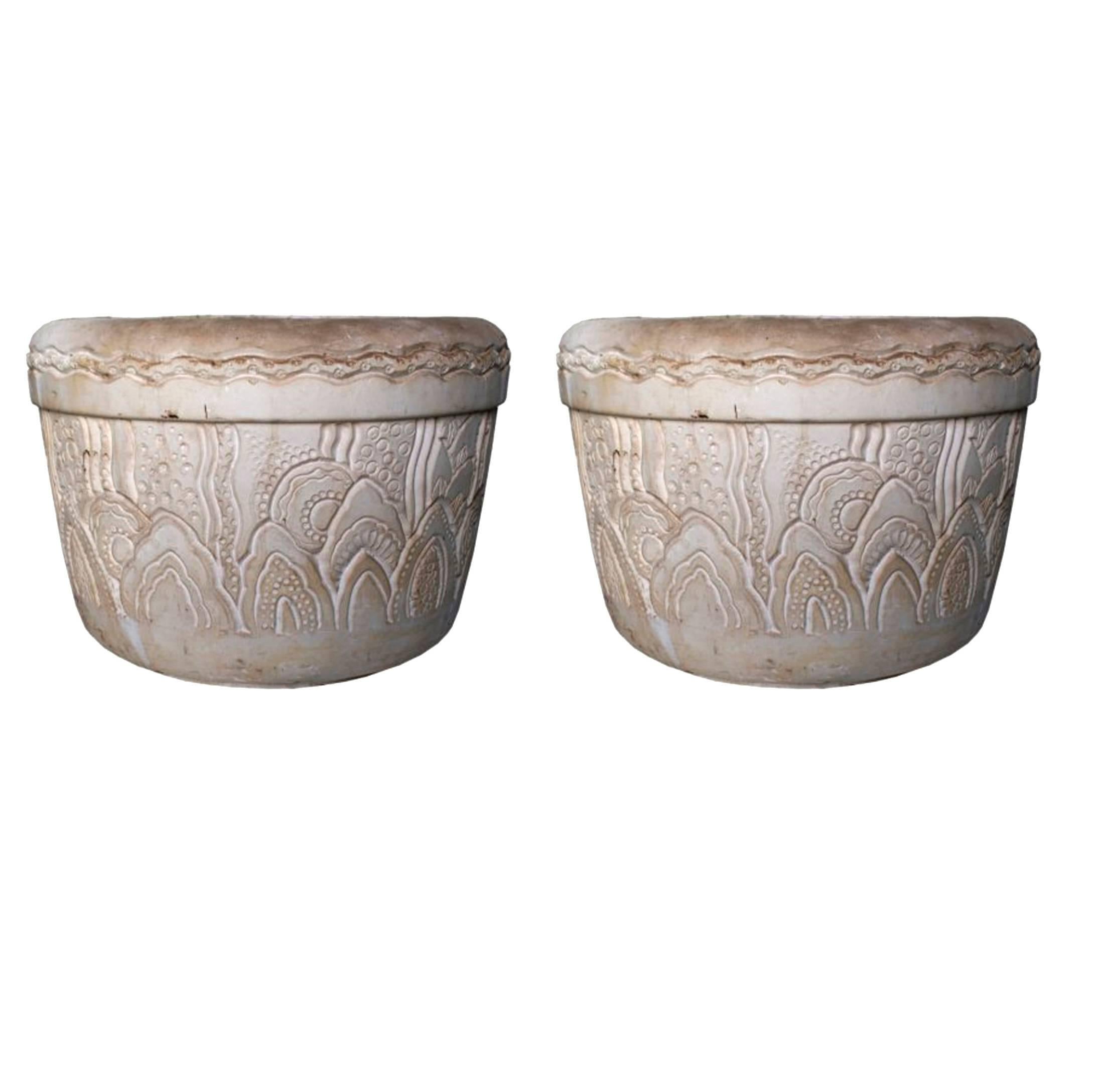 Charles Hairon, Pair of Large Flower Pot, circa 1920 For Sale