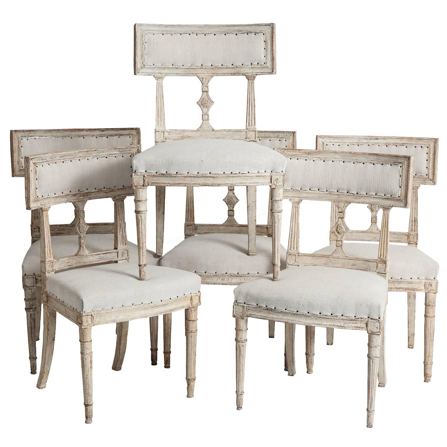 Set of Six Antique Swedish Late Gustavian Period Dining Chairs