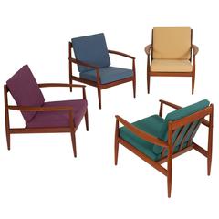 Grete Jalk Scandinavian Modern Teak Chairs for France and Son, 1960s
