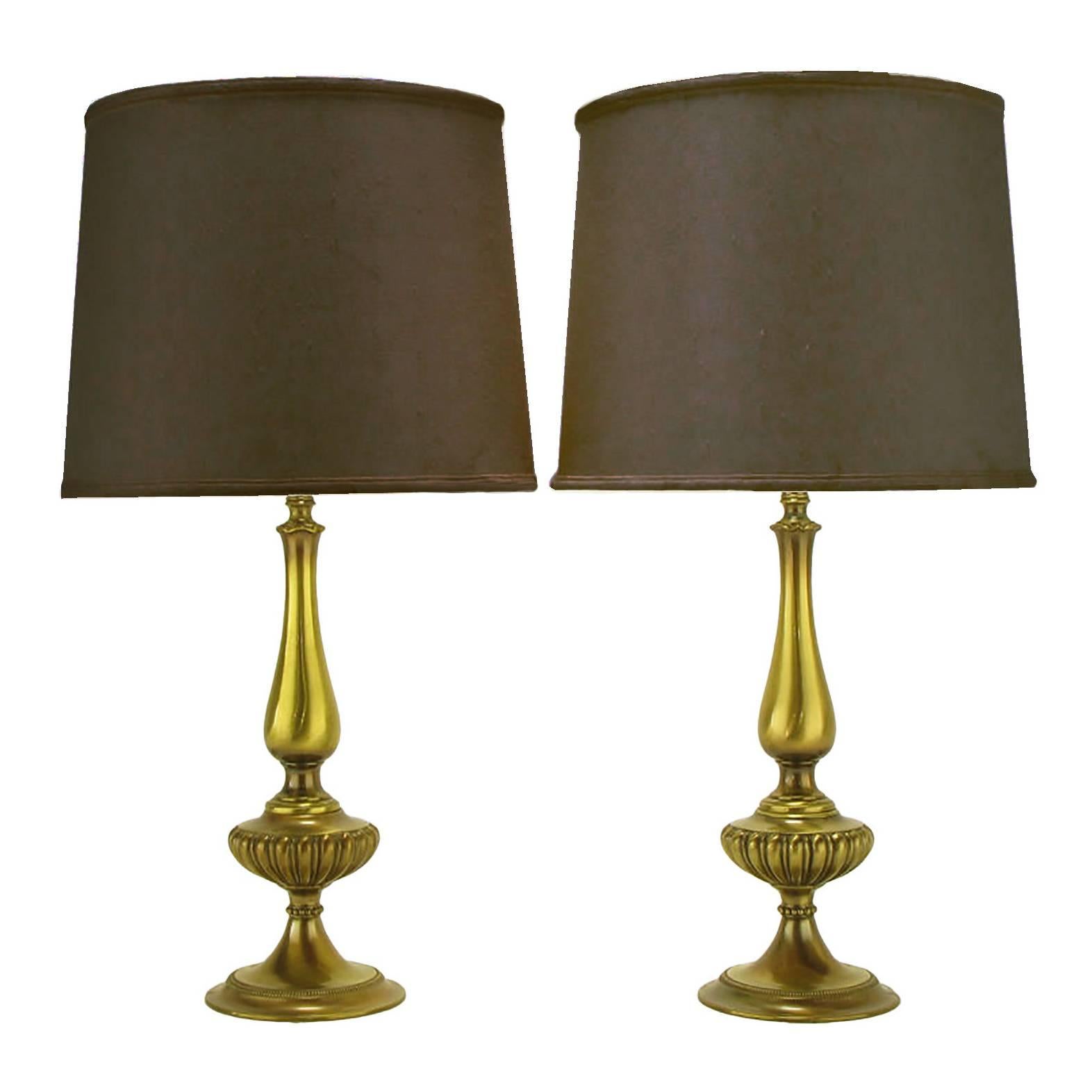Pair of Rembrandt Lighting Solid Brass Regency Table Lamps For Sale