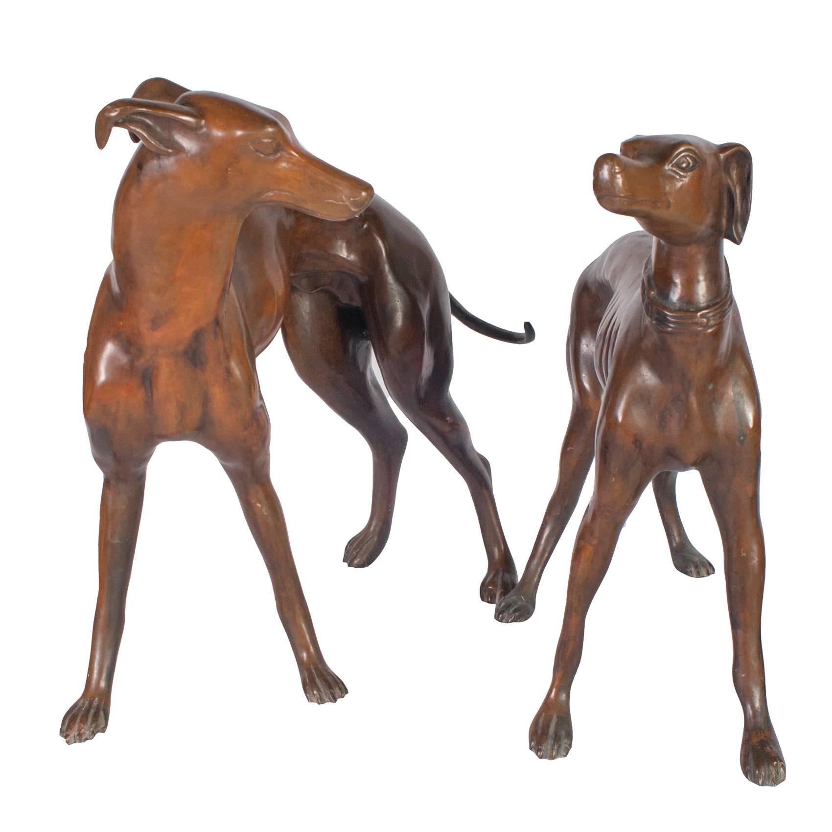 Pair of Neopolitan Bronze Whippets