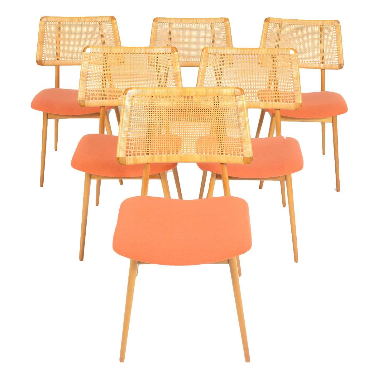 Set of Six Caned Back Dining Chairs by Habeo 
