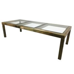 1970s Brass and Glass Dining Table by Mastercraft