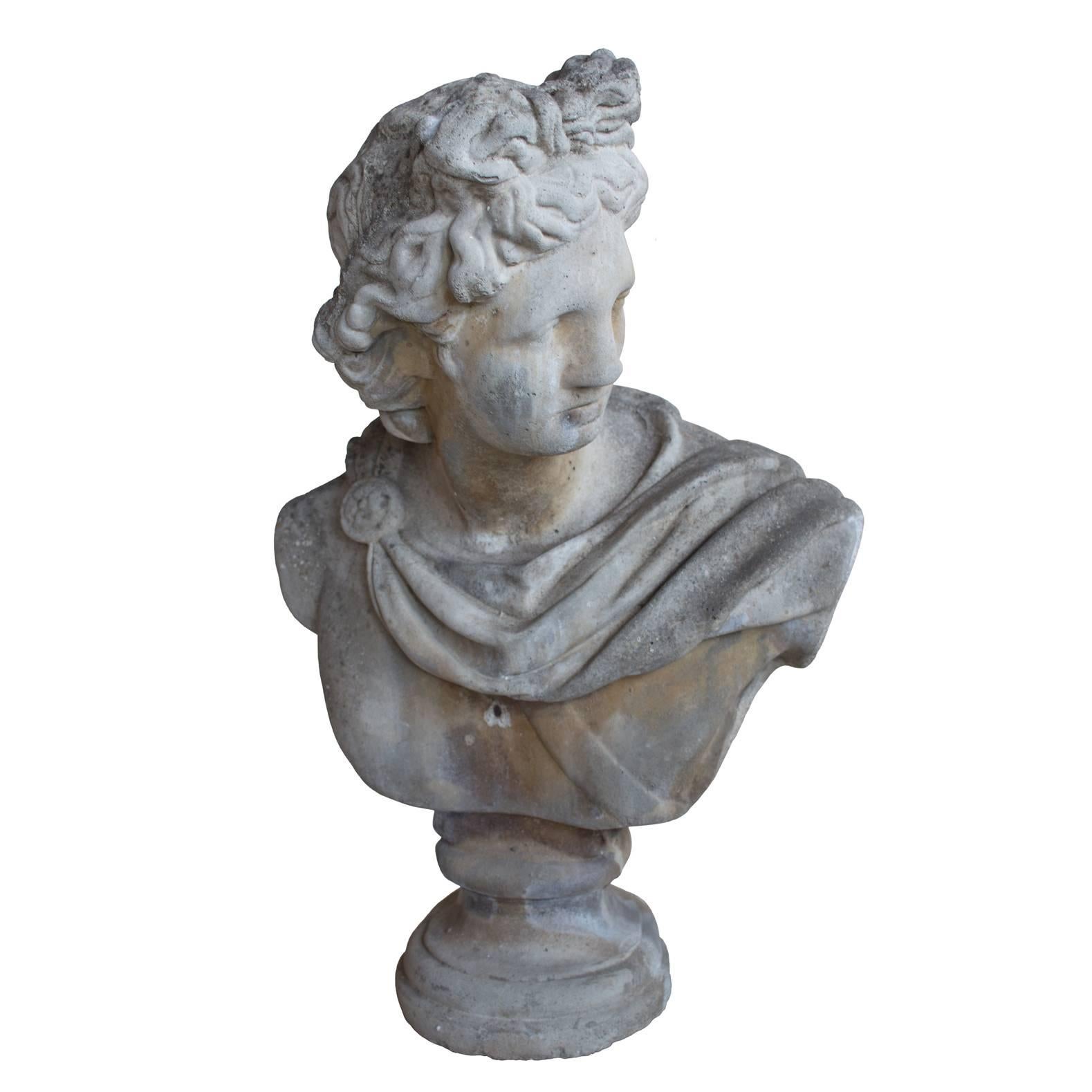 Vintage English Roman Bust Of Apollo