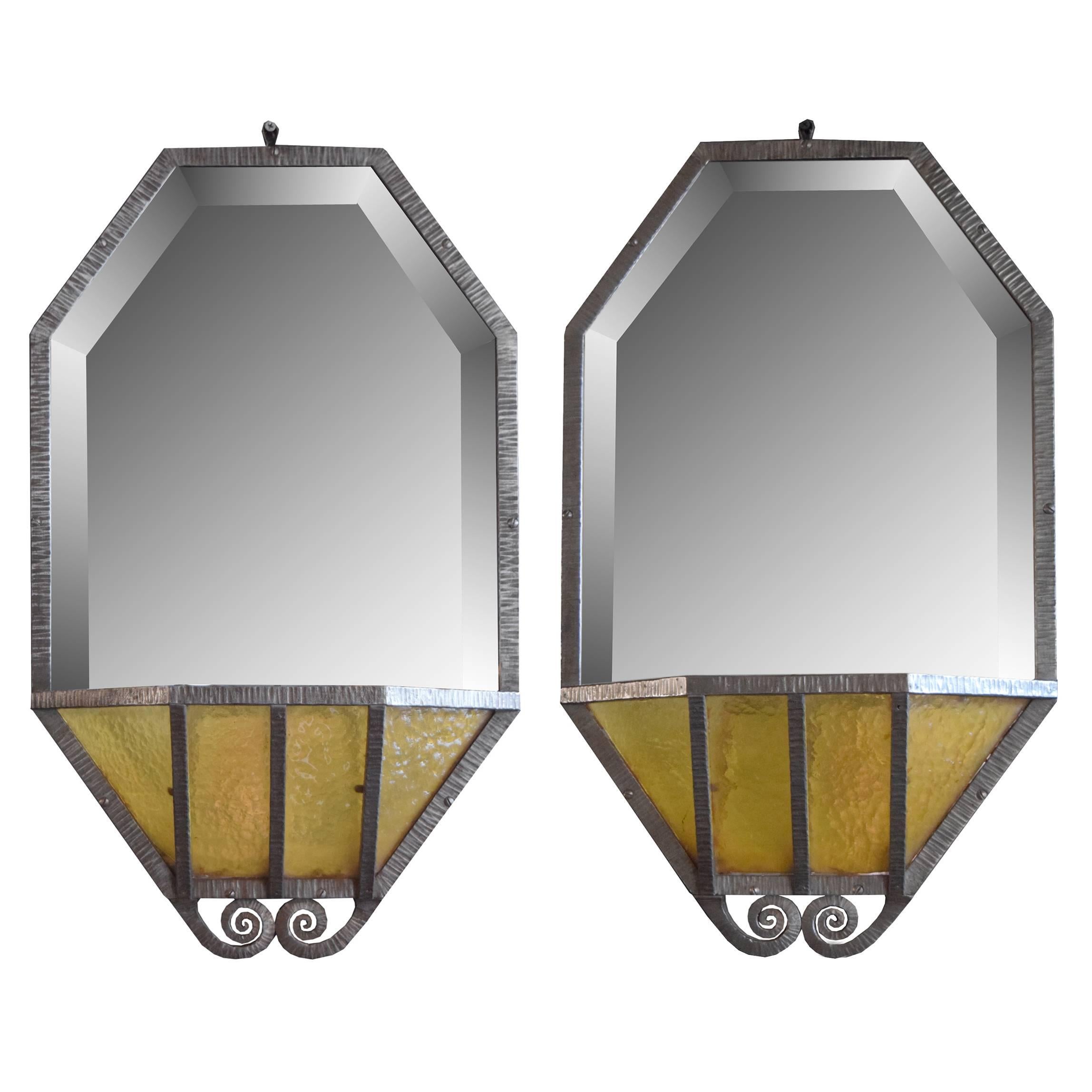 Pair of Fer Forge Mirrors with Pockets