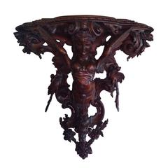 Antique, 19th Century Carved French Large Walnut Wall Shelf or Sconce