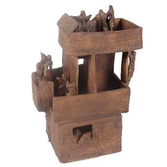 Signed Mid-Century Ceramic Brutalist Architectural Pottery Sculpture