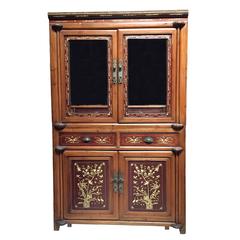 Chinese Antique Bone Inlaid on Rosewood Cabinet, 19th Century