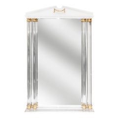 Glamorous Hollywood Regency Style Lucite and Brass Mirror