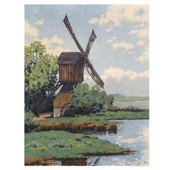 'Windmill' Oil Painting by J. Abram Secker