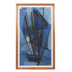 Mid-Century Modern Abstract Cubist Oil on Canvas Signed 7