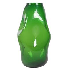 Mid-Century Modern Italian Green Art Glass Vase by Empoli after Murano 12